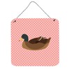 Caroline's Treasures Khaki Campbell Duck Pink Check Metal Print, 6"
