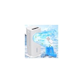 Portable Evaporative Air Cooler, 3-IN-1 Windowless & Ventless Portable Air Conditioners, 3 Speeds 3 Modes, Evaporative Fan Cooler with Remote, 4 Ice Packs, 12H Timer, 1.5 Gal Water Tank