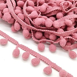 Yulakes 5 Yards 25 mm Pompom Border/Bobble Band/Bobble Fringe/Pom Poms Balls Fringe Trim Pom Poms Tassel Lace Bobble Trim for DIY Crafts Decorating (Mauve)