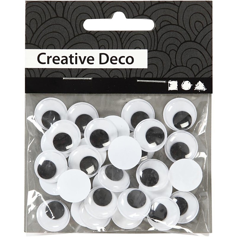 Googly Eyes, D: 14 mm, not sticky, 30 pcs