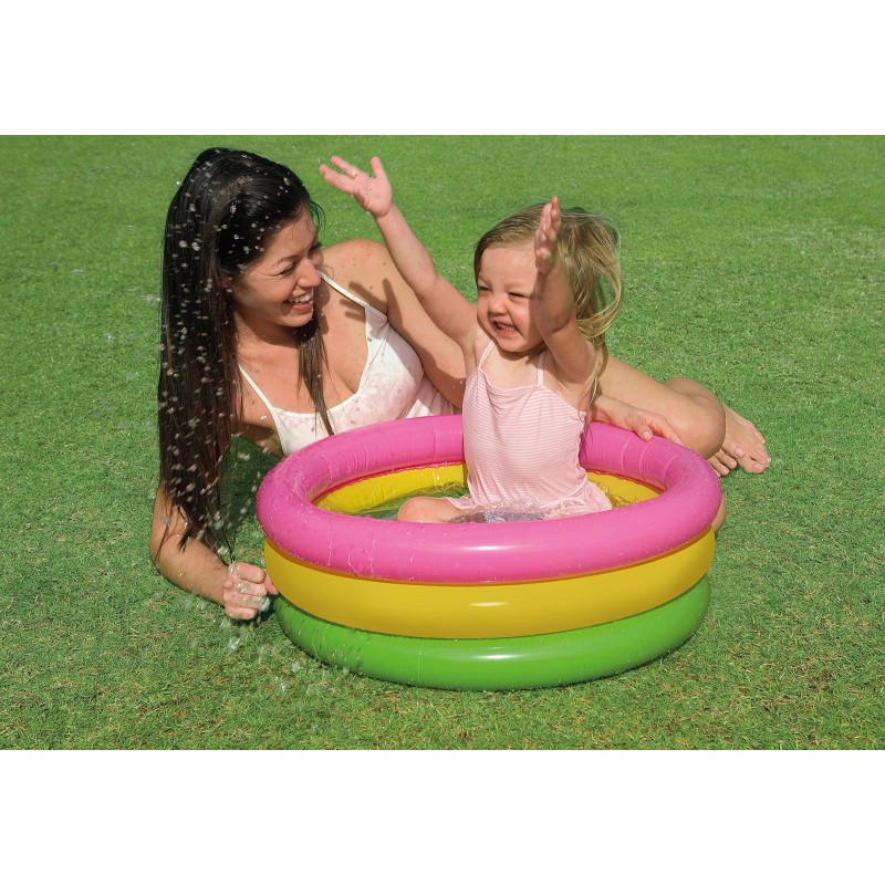 Intex Sunset Glow Baby Pool Inflatable 3 Ring Soft Base