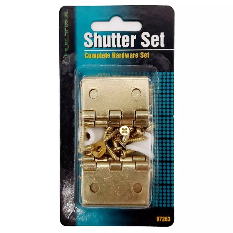 ULTRA Shutter Hinge Complete Hardware Set 4 Panel Kit Brass