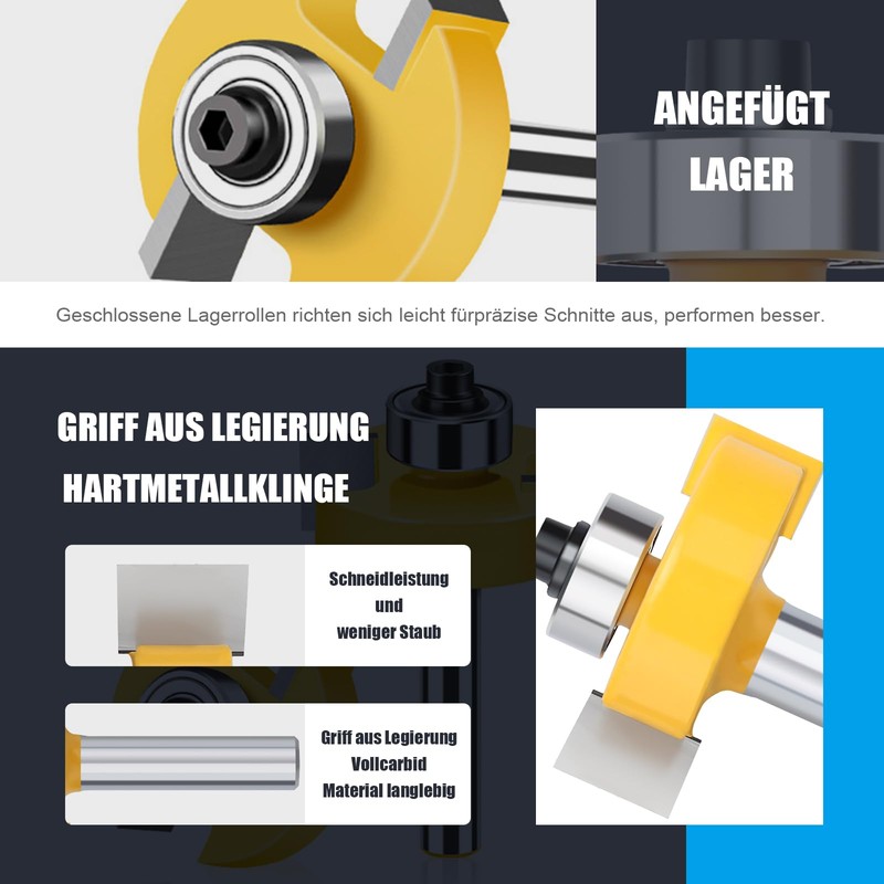 WOBLLMX 8 mm Shank Disc Groove Cutter, L8 mm 2-Tooth