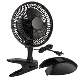 Portable 2 in 1 Desk and Clip On Fan Plug In, Mini 6” Quiet Fan, Small Personal Cooling Clip Fan with Sturdy Clamp, Two Speeds and Strong Airflow for Home & Office, Black - By RamPro