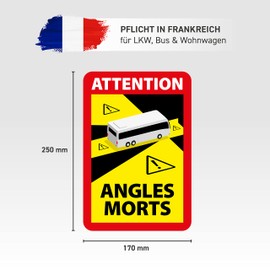 HAGEFOL Blind Spot Attention Angles Morts Motorhome Sticker – 17 x 25 cm, Pack of 3 – Air Duct Film: Bubble-Free Sticker, Dead Spot Sticker France (for Bus/Motorhome)