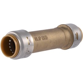SharkBite Max 3/4 Inch Slip Coupling, Push to Connect Brass Plumbing Fitting, PEX Pipe, Copper, CPVC, PE-RT, HDPE, UR3016A