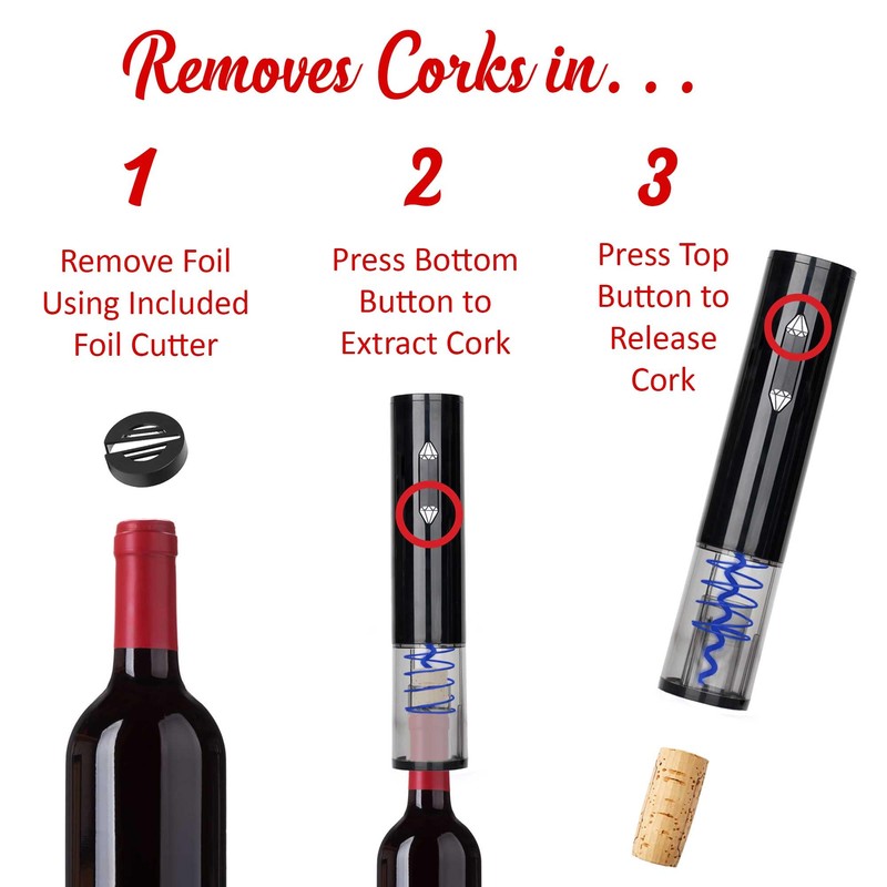 BRENTWOOD WA-2004BK Portable Wine Bottle Opener with Foil Cutter