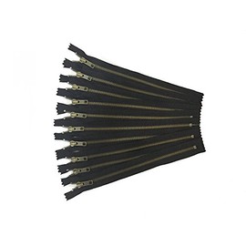 YKK Metal Zippers in Black No. 5 Antique Gold Zipper Pack of 12 8 inch