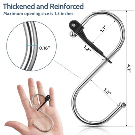 S Hooks, 20PCS S Hooks for Hanging Heavy Duty Metal for Kitchen Office Bathroom Bedroom, Silver, Large
