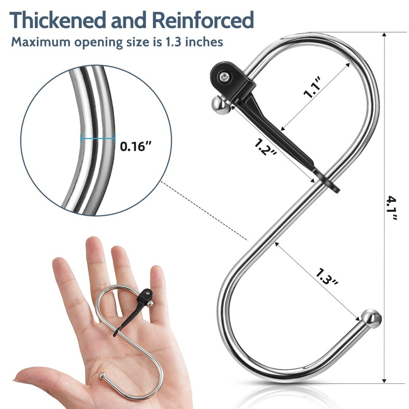 S Hooks, 20PCS S Hooks for Hanging Heavy Duty Metal