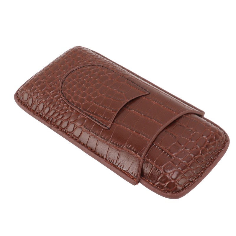 Cigar Holder Case Artificial Leather Portable Durable Elegant 3 Finger