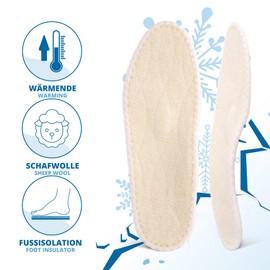 SULPO 1 Pair of Winter Insoles - Orthopaedic Insoles with Curvature, Ideal for Flat Foot - Extra Warm Soles with Wool - For Nurses, Doctors, Teachers, Chefs, Sales etc. - Sizes: 35-46