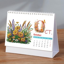 ARTopet 2026 DIY Diamond Art Desk Calendar Creative Design Thick Paper Calendar with To Do List Ornaments Diamond Art Painting Monthly Flip Tabletop Calendar for Home Office Planning-2026 Flowers