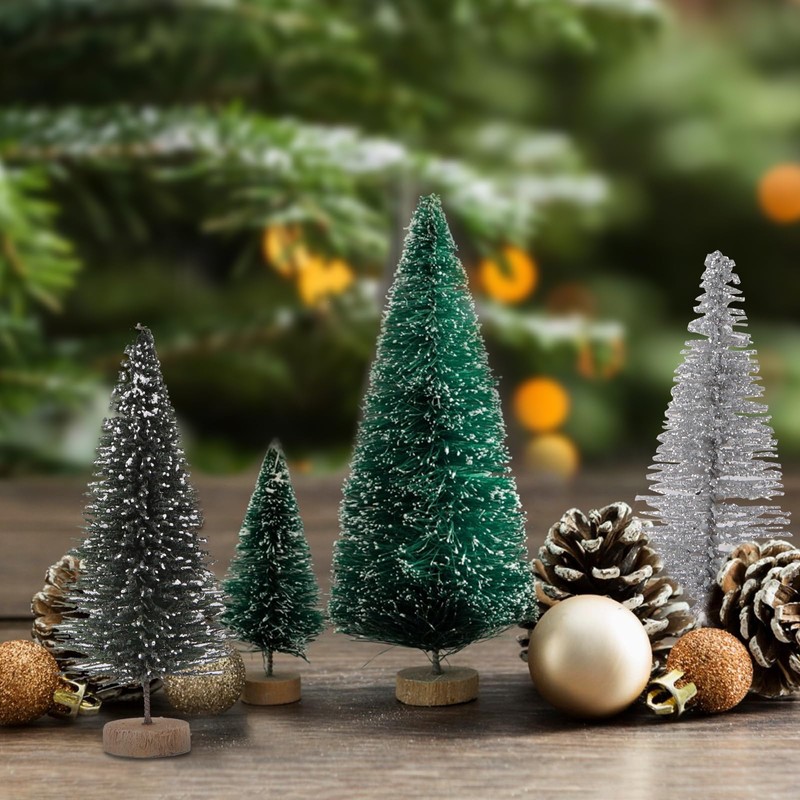 15pcs Mini Christmas Tree Snowy Small Christmas Tree Xmas Table