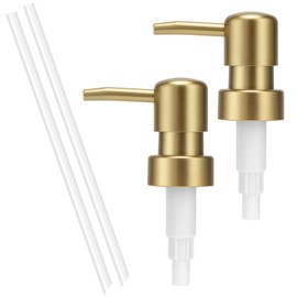 Soap Dispenser Pump Replacement for Standard 28/400 Thread Size Kitchen Soap Dispenser Pump Head for Regular Mouth Bottle Bathroom Countertops,2 Pack(Gold)