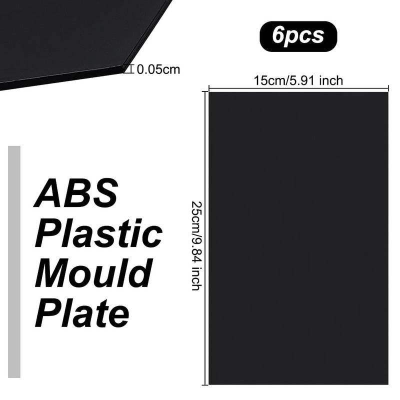 OLYCRAFT 6 Sheets Black ABS Plastic Panel 25 x 15