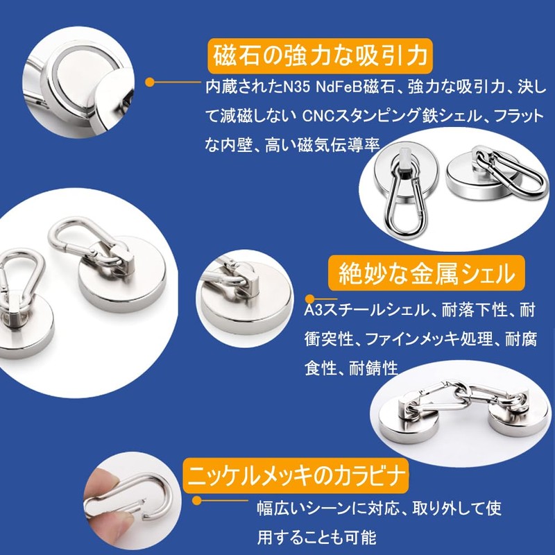 Magnetic Hooks, Set of 2, Magnetic Hooks, Carabiner Hooks, Super