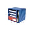 Storex Supply Station, Plasticized Dry-Erase Surface, 4-Slots and 1-Drawer, Blue/Red