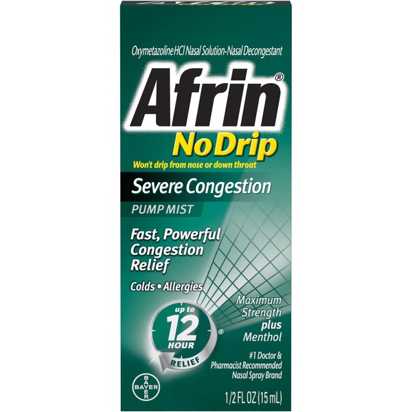 Afrin No Drip Severe Congestion Pump Mist 15 mL, Pack of 3
