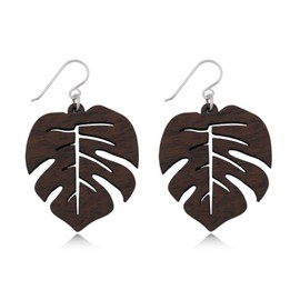 Nature Rebel Wooden Earrings Women's Leaves Wood Earrings 925 Silver Hooks