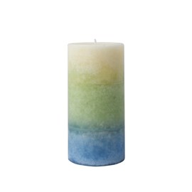 6 Inch Tritone Scented Pillar Candle - BL/GRN/WHT