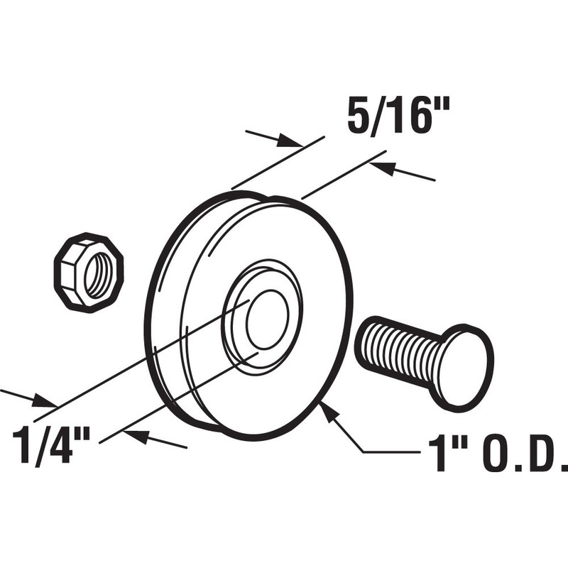 Prime-Line B 548 Sliding screen door high density polyethylene roller,