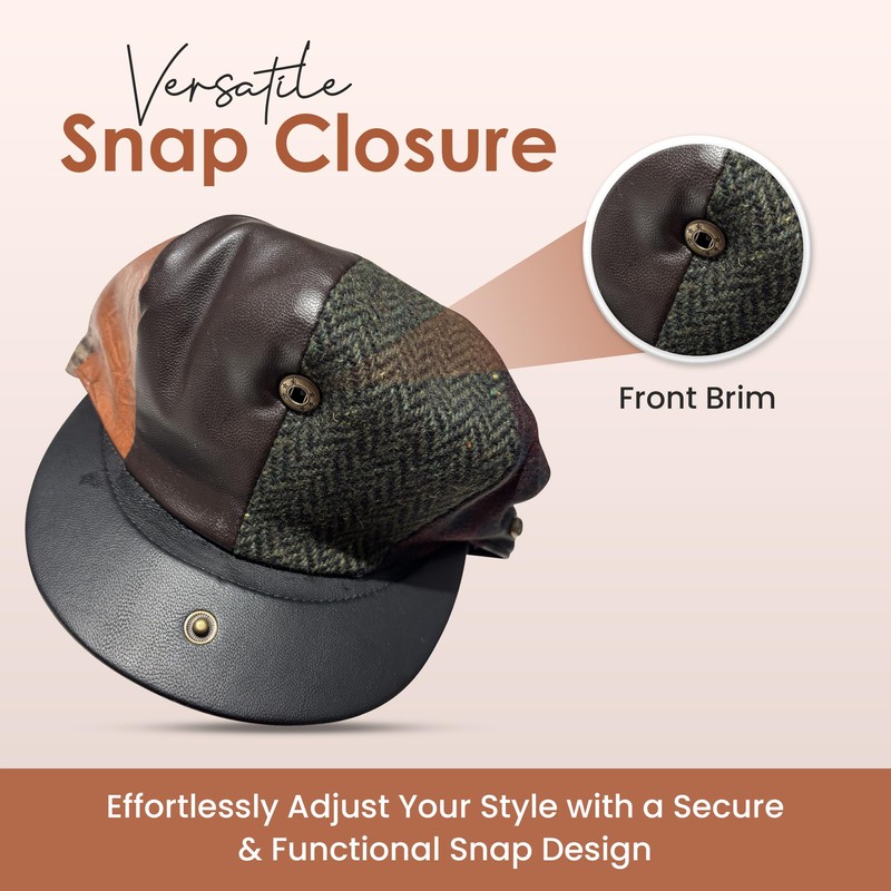 Men's Wool Newsboy Cabbies Fall Winter Classic Patchwork Plaid Apple