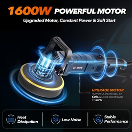 GEVEELIFE Buffer Polisher, 6 Inch/7 Inch 1600W Rotary Car Buffer Polisher Waxer, 7 Variable Speed 1000-3500 RPM, Detachable Handle for Car, Boat Sanding, Polishing, Waxing