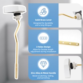 Hibbent Metal Toilet Handle Replacement, Compatible with TOTO THU068#CP Trip Lvr for St743S, Brass Handle Trip Lever, Side Mount Toilet Tank Flush Lever, White