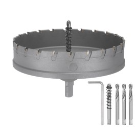 HARFINGTON Carbide Hole Saw Kit 150mm (5-29/32") Metal Hole Cutter Set with 5pcs Center Drill Bits Springs 1pcs Wrench for Stainless Steel Copper Iron Aluminum