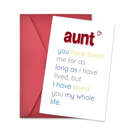 Aunt Birthdday Card Auntie Christmas Birthday Gifts for Aunty Aunts Thank You Appreciation Presents for Auntie Aunty from Nephew Niece, Aunt Appreciation Thank You Cards with Envelopes