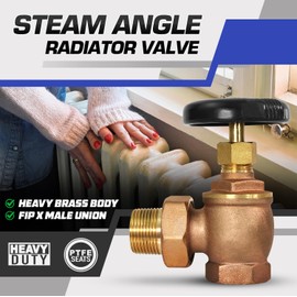 Steam Angle Radiator Valve 3/4 in.FIP x Male Union Heavy Duty Brass Steam Radiator Valve with Molded Thermal Plastic Handle