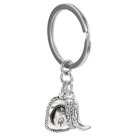 Llavero Vaquero de Metal - Colgante de Sombrero y Bota de 2.36 Pulgadas - Accesorio Western para Llaves y Mochilas - Regalo para Vaqueros, Vaqueras y Amantes de Caballos