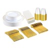 iMounTEK 175pcs Disposable Dinnerware Set Gold Plastic Plates for Wedding