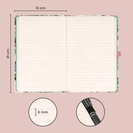 NOTIQUE Notebook Lined with Elastic Band, 13 x 21 cm, Approx. A5, Designer Hardcover Notebook, Notepad, Journal, Diary for Adults, Women (Lilies)