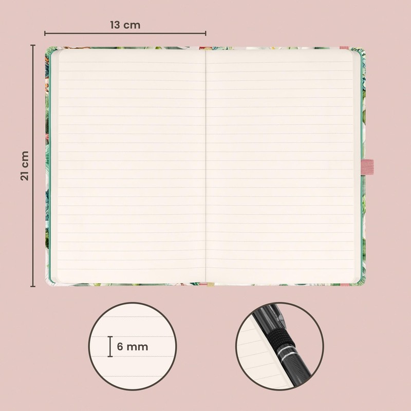 NOTIQUE Notebook Lined with Elastic Band, 13 x 21 cm,