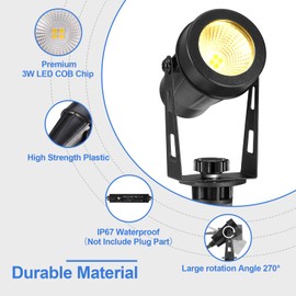 GreenClick Landscape Lights Low Voltage (DC 12V),12W 1200LM Landscape Lighting with Transformer,49ft Outdoor Spotlights IP65 Waterproof,4in1 LED Landscape Spot Lights for Garden House Walkway (2700k)