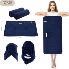 SUNLAND Microfiber Hair Towel Wrap for Women 2 Pack Super Absorbent Quick Dry Magic Hair Turban for Drying Long Hair Soft and Large 20 inch X 40 inch Navy Blue
