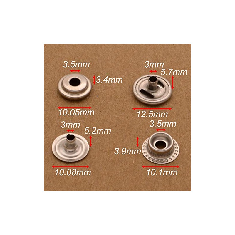 60 Sets 12.5mm Stainless Steel Snap Button Kits for Coats