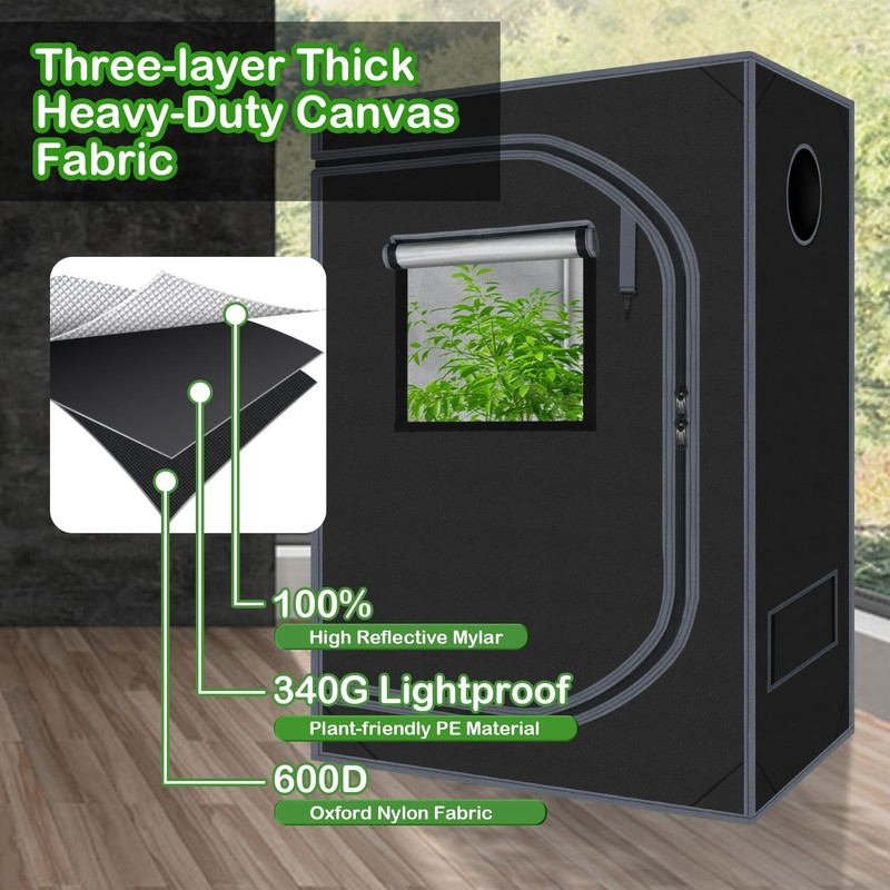 4x2 Grow Tent Plant Tent Dark Room, 600D Mylar Hydroponic