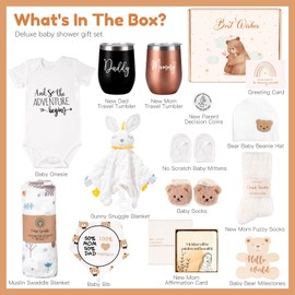 New Mom Gifts for Women, Top Pregnancy Gifts with Mom and Dad Tumbler Set for First Time Moms, Expecing Parents to Be, Gender Reveal, Baby Shower, Best Baby Gifts for Boys Girls Neutral