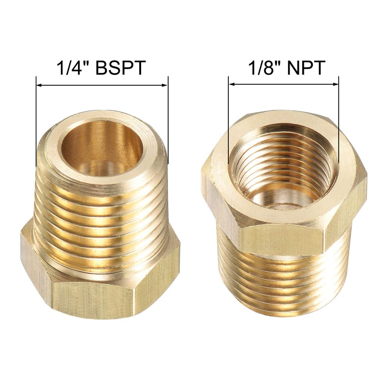 sourcing map Brass Pipe Fitting Reducer Adapter 1/4" BSPT Male