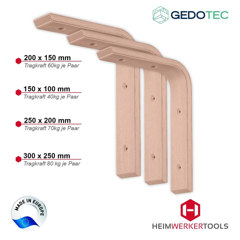 Gedotec Wooden Console Wall Angle | Pack of 2 -