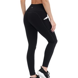 ALONG FIT Leggings for Women with Pockets Pantalon Femme Tights Yoga Pants Buttery Soft Workout 4 Way Stretch (Black, S)