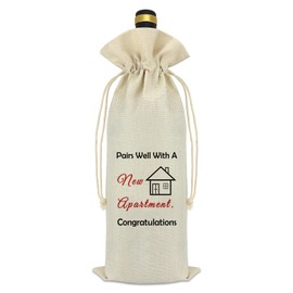 New Apartment Gifts House Warming Gifts for Women Men Wine Bags New Home Gifts Housewarming Party Decorations Burlap Drawstring Wine Bottle Bag New Homeowner Gifts for Friends Realtor Closing Gifts