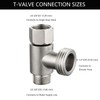Bidet T Adapter, Biveah Stainless Steel Angle Stop Add-A-Tee Valve