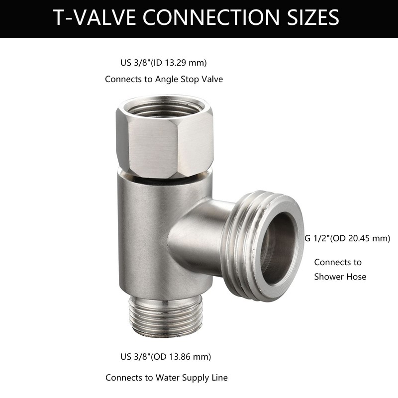 Bidet T Adapter, Biveah Stainless Steel Angle Stop Add-A-Tee Valve