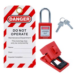 AuRandoo Circuit Breaker Lockout,Breaker Box Lock for 110-240V Electrical Panels - Single/Double Toggle Red Electrical Box Lockout Tagout OSHA Compliant