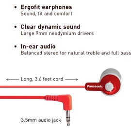 Panasonic RP-HJE120-R In-ear Rojo