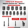 AKM TOOL 17PCS 3/8 Inch Drive Magnetic Impact Socket Set,